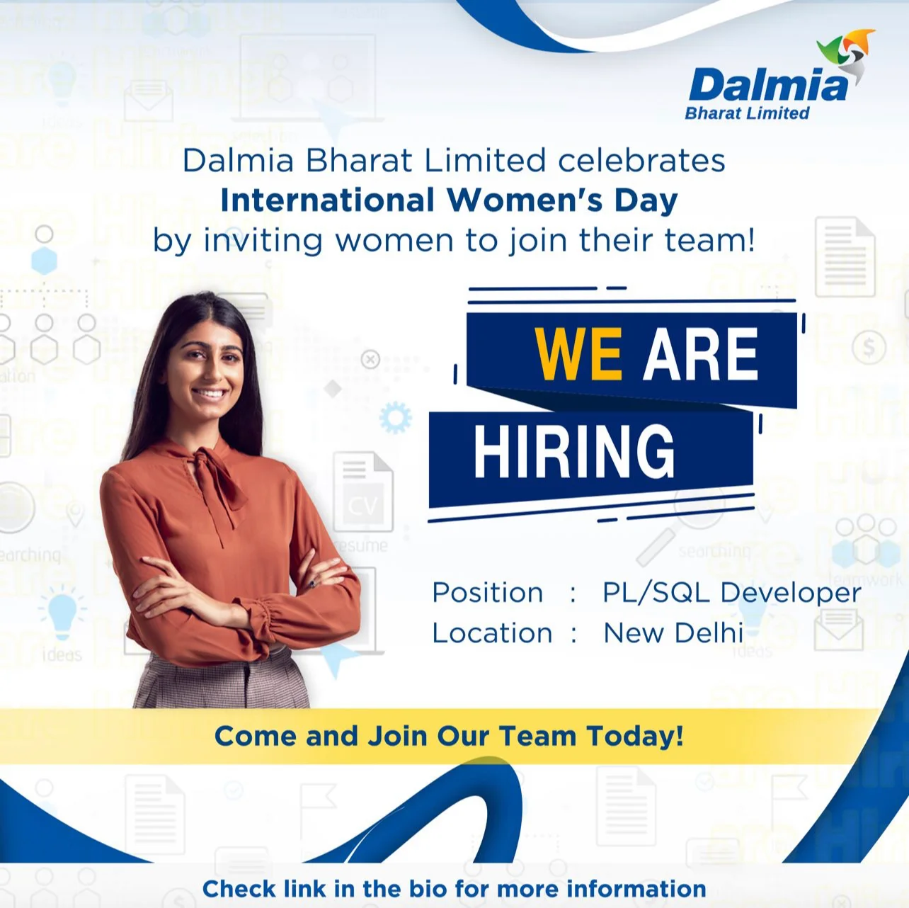 PL/SQL Developer Hiring on Women's Day - Dalmia Cement
